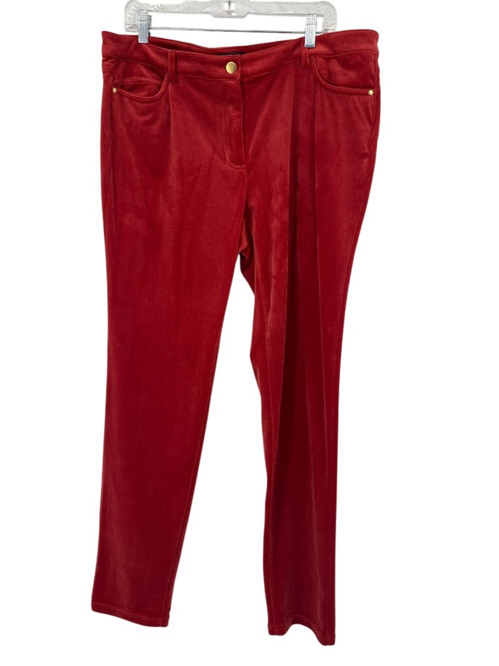 Carlisle Collection orange Velour Pants Size 16 Womens Straight Leg pockets